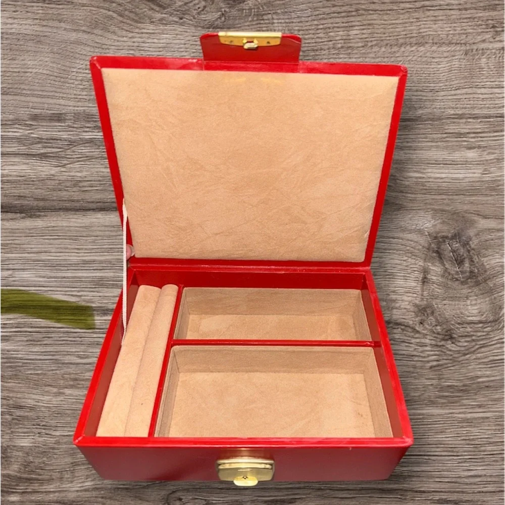 Red BUDD LEATHER Jewelry Box with Gold Clasp VINTAGE‎ 90’s